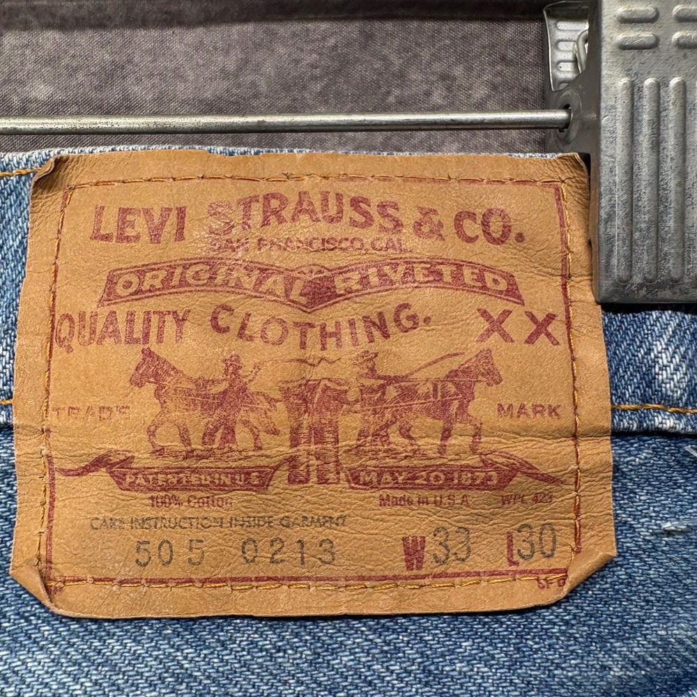 Vintage 80s Levis 505 Straight Leg Jeans Mens Size 33x30 Sun Faded Bleached - Picture 5 of 16